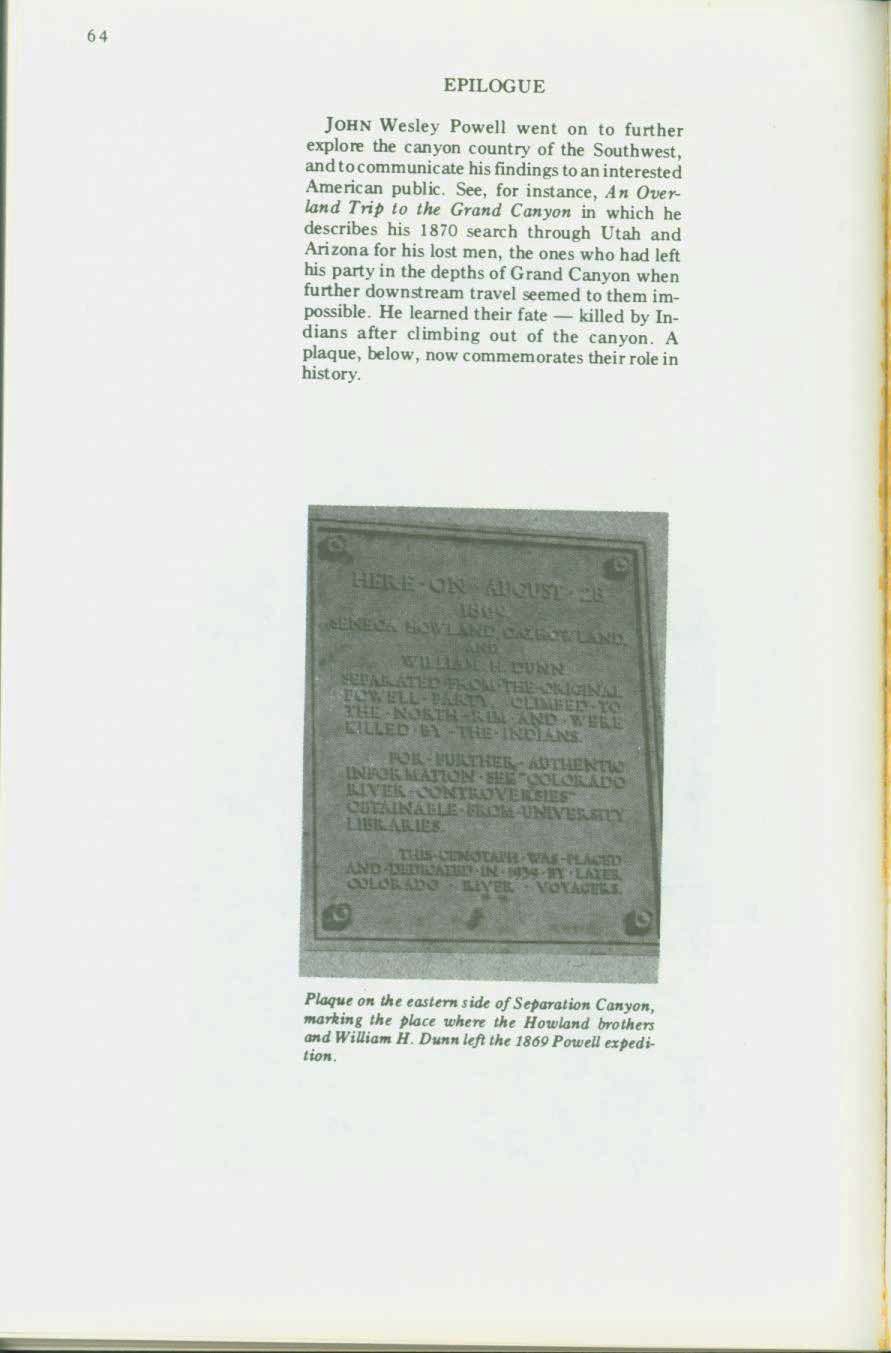 THE CAÑONS OF THE COLORADO-- the 1869 discovery voyage down the Colorado River. vist0059k